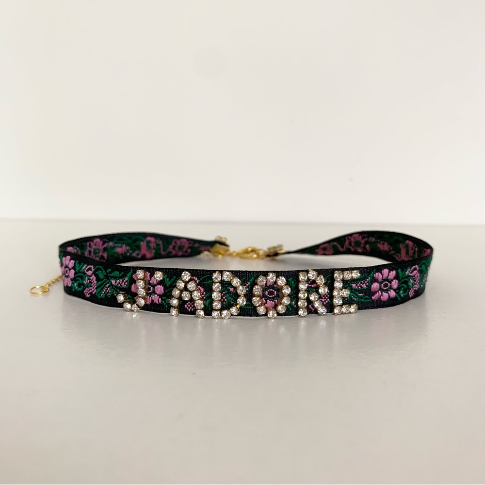 NWOT crystal embroidered choker necklace